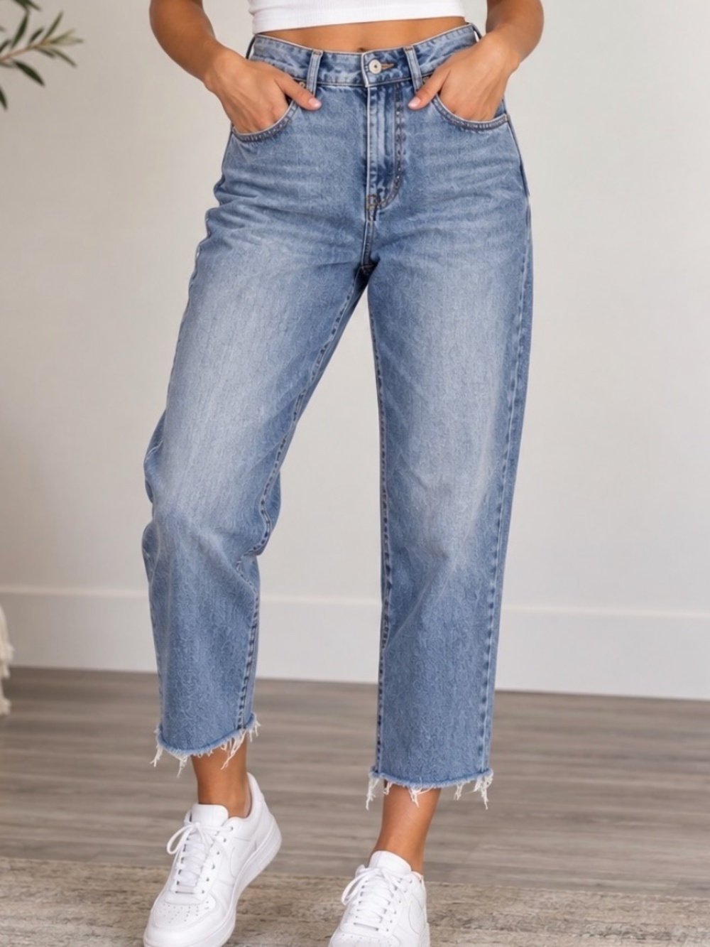 Jacqueline De Yong Raw Hem Jeans Womens Size 28 Blue Denim Casual